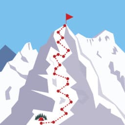 Route to the Top - climbing, alpinism, mountaineering / Career growth / Goal achieving concept - Vector infographic