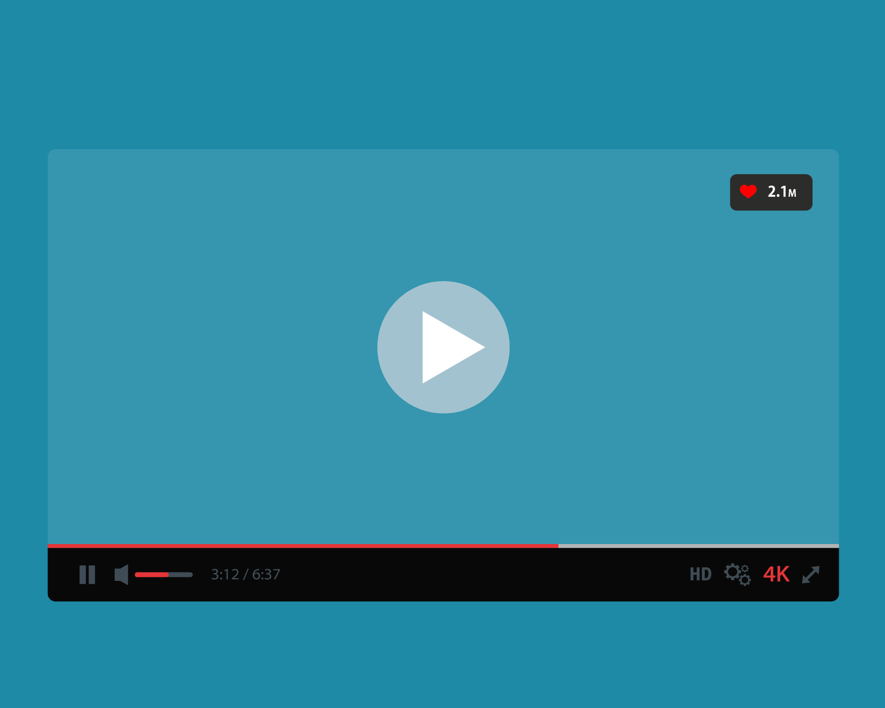 Flat Video Player interface. Mockup for web and mobile apps. video frame