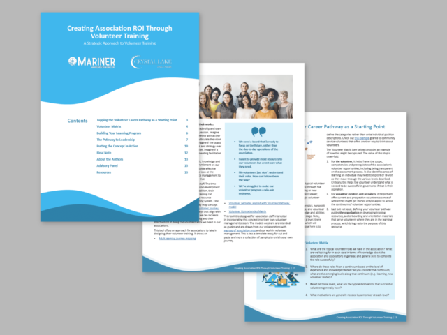 Preview of three of the pages of the volunteer training white paper